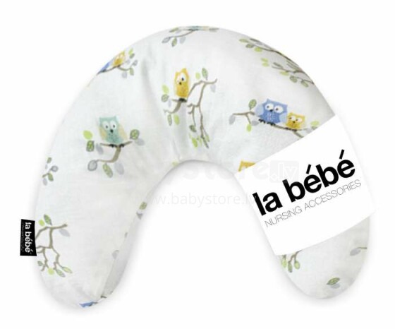 „La Bebe ™ Mimi“ slaugos medvilnės pagalvė, 499520, pelėdų atrama pasagos pagalvėlei 19x46cm