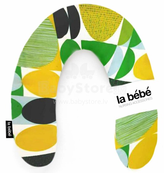 La Bebe™ Rich Cotton Nursing Maternity Pillow Art.49550 Green&yellow circles Подковка для сна, кормления малыша, 34x104 cm