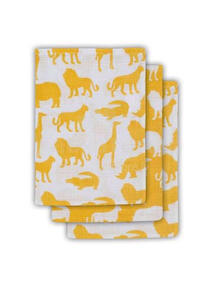 Jollein Muslin Face Safari Ocher Art.536­-848­-65202 Augstākās kvalitātes muslina autiņš sejai, 3 gb. ( 15x21 cm)