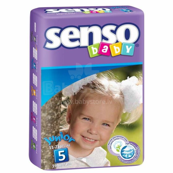 Senso Baby Junior B5 Art.49786  Подгузники для детей 5 размер,11-25кг,16 шт.