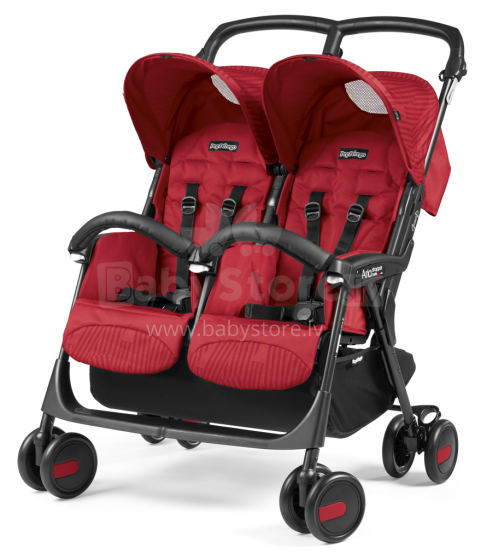 Peg Perego '18 Aria Twin Shopper Col.Geo Red vežimėlis dvyniams ar vaikams, turintiems mažą amžiaus skirtumą
