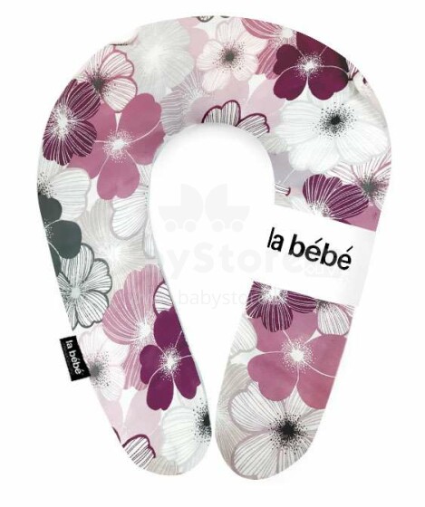 La Bebe™ Snug Cotton Nursing Maternity Pillow Art.5192 Purple flowers Pakaviņš (pakavs) mazuļa barošana, gulēšanai, pakaviņš grūtniecēm 20x70cm