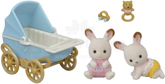 Sylvanian Chocolate Bunny Twins Stroller Set Art. 5432