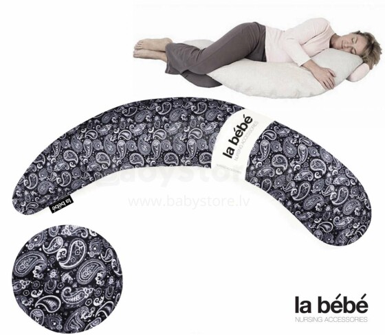 La Bebe™ Moon Maternity Pillow Art.52502 Oriental Dark Blue Большая подушка для беременных с наполнителем из синтепона (синтепух особенно мягкий и тихий)
