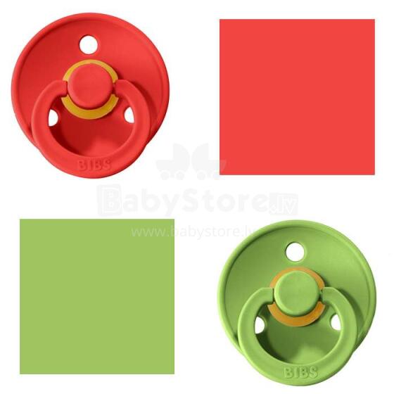 Bibs Colour Art.529288 Pear/Strawberry Apaļš māneklītis (knupītis) no 100% naturāla kaučuka no 0-6 mēn. (2 gb.)