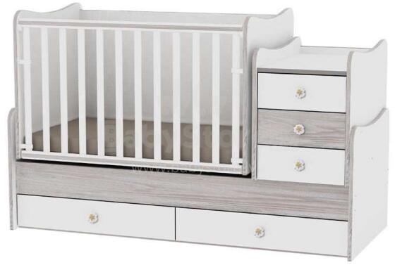 Lorelli Maxi Plus Art.56303 White/Artwood bērnu gulta 70x160cm