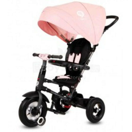 Aga Design QPlay Rito Art.S380 PINK Bērnu trīsritenis ar rokturi , jumtiņu un piepūšamajiem riteņiem