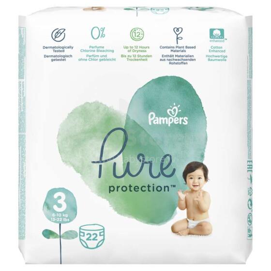 Pampers Pure Protection  Art.P04H017 Bērnu autiņbiksītes S3 izmērs no 6-10kg, 31gab.