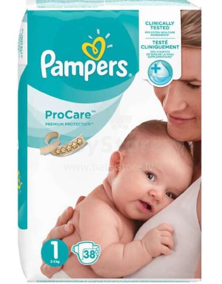 Pampers ProCare Art.P05U65E	 Bērnu autiņbiksītes S1 izmērs no 2-5kg, 38gab.
