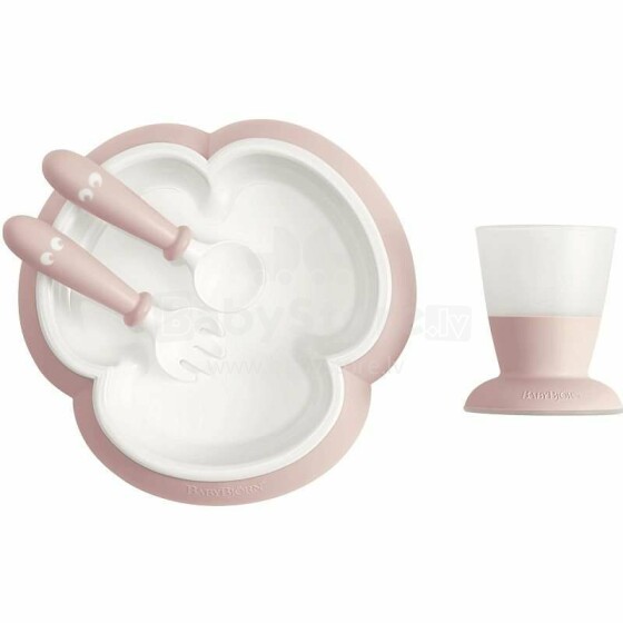„Babybjorn“ kūdikių maitinimo rinkinys „Art.078164“, rožinių miltelių stalo įrankių rinkinys (4 vnt.)