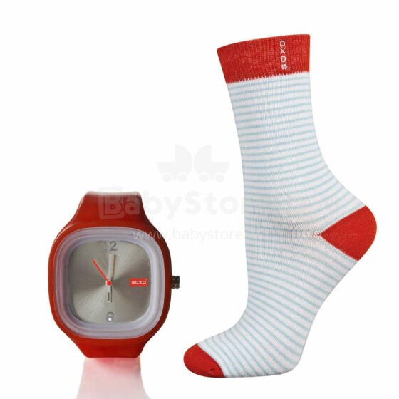 SOXO Art.62846 - 2 Комплект Хлопковые стильные носки (Размер: 36-40) + наручные часы