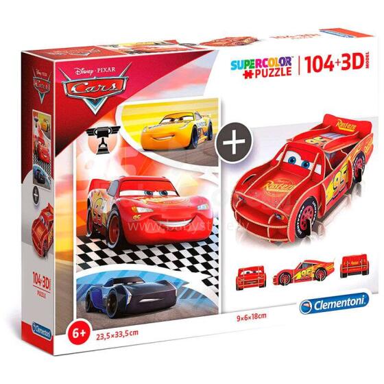 Сlementoni Puzzle Cars Art.20160 Puzle 3D ,104 gab