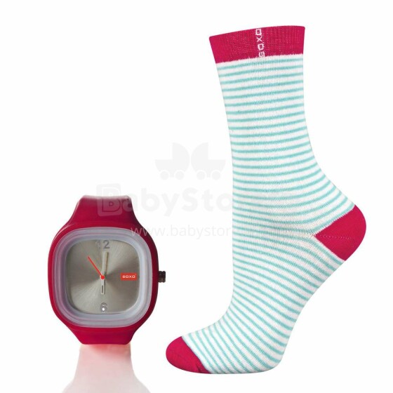 SOXO Art.62846 -1 Комплект Хлопковые стильные носки (Размер: 36-40) + наручные часы