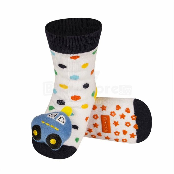 SOXO Baby Art.72756 - 1 AntiSlip ABS Детские носочки 3D с погремушкой 0-24м.