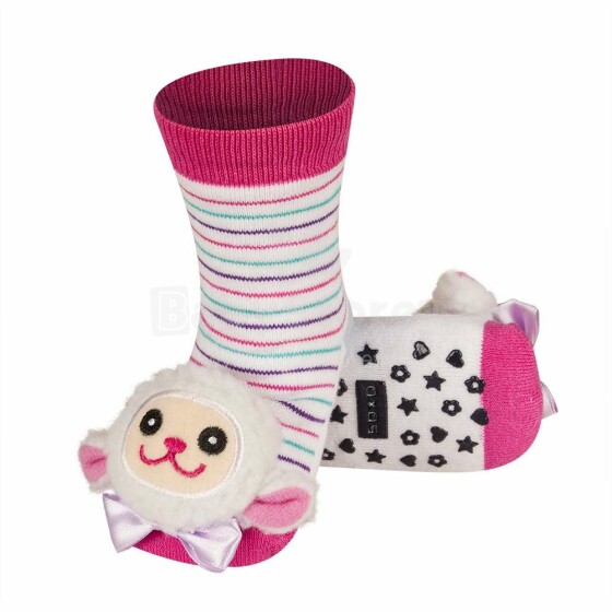 SOXO Baby Art.72756 -2 AntiSlip ABS Детские носочки 3D с погремушкой 0-24м.