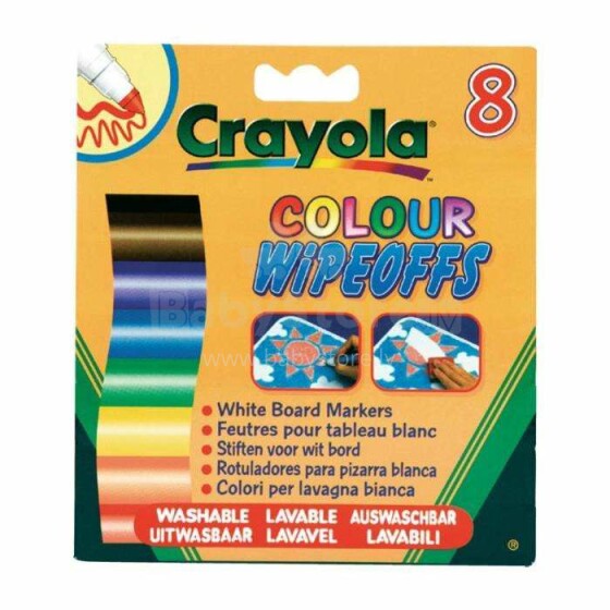 Crayola Art.8223 Plaunami flomasteriai lentai, 8 vnt.