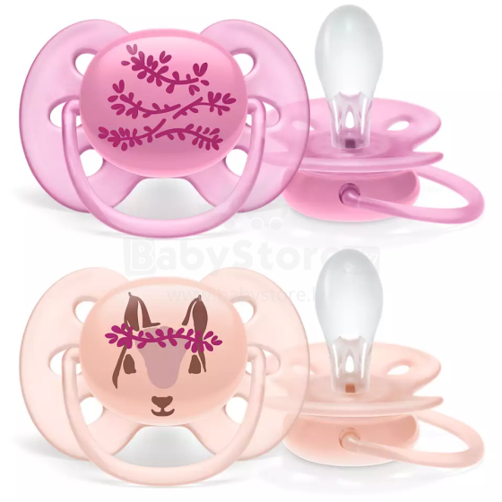 Philips Avent ULTRA SOFT Art.SCF223/04 Silikona knupīši ar uzrakstu 6-18 mēn. BPA Free (2 gab.)