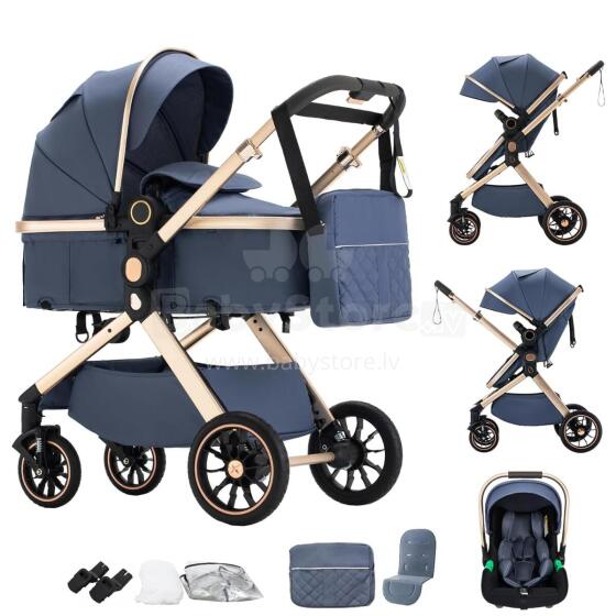 Shineey 3-in-1 Pushchair Buggy Art.U9-X Blue Ratiņi trīs vienā