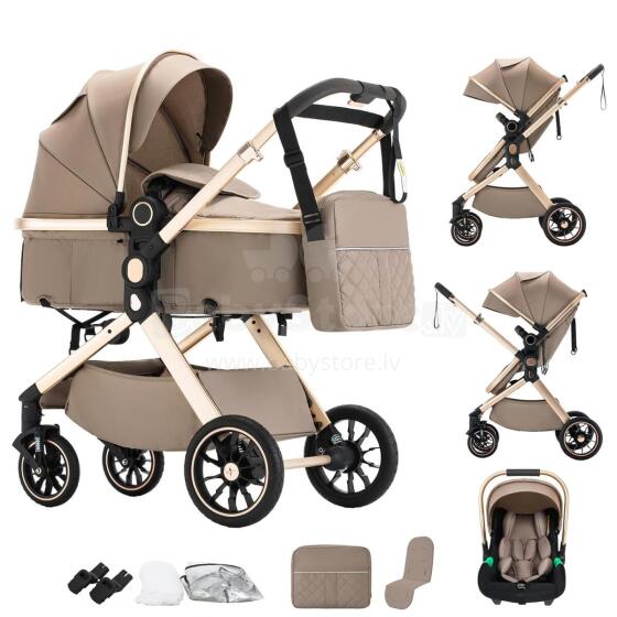 Shineey 3-in-1 Pushchair Buggy Art.U9-X Brown Kоляска 3 в 1