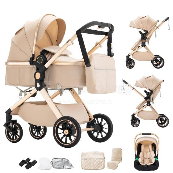 Shineey 3-in-1 Pushchair Buggy Art.U9-X Beige Stroller 3in1
