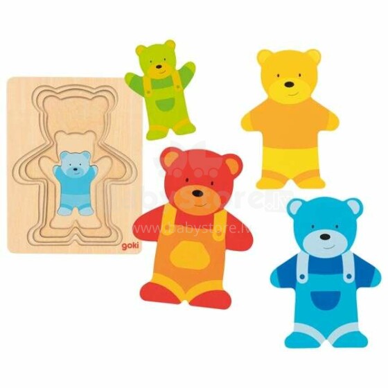 Goki Puzzle Bear Art.57449 Bērnu attīstoša koka puzle