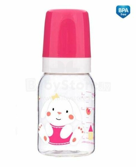 Canpol Babies Sweet Fun Art.11/850 Pink Designed Bottle includes a silicone, anti-colic, slow flow round teat (3 m+) 120 ml