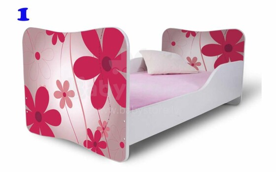 Nobi RAINBOW Gėlės Nr. R01 Stilinga vaikų lova su čiužiniu 144x74 cm