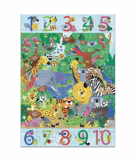 Djeco Puzzle Geant Art.DJ07148 Большой пазл от 1 до 10 Джунгли (54 дет.)