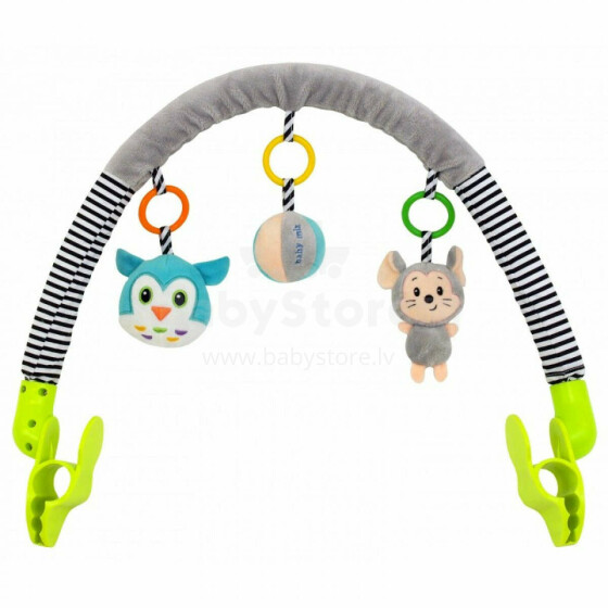 Baby Mix Owl Art.8544-94 (34465)  Mīksta un krāsaina rotaļlietu arka ratiem, gultām un autokrēsliem