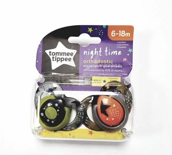 Tommee Tippee Art. 43336296 Night Time Silicone Soother 6 -18 m. (2pcs.)