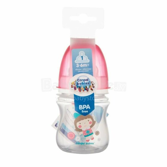 Canpol Babies 35/205 Plastmasas pudelīte 120 ml 3-6 m.+ BPA Free, ar silikona knupīti