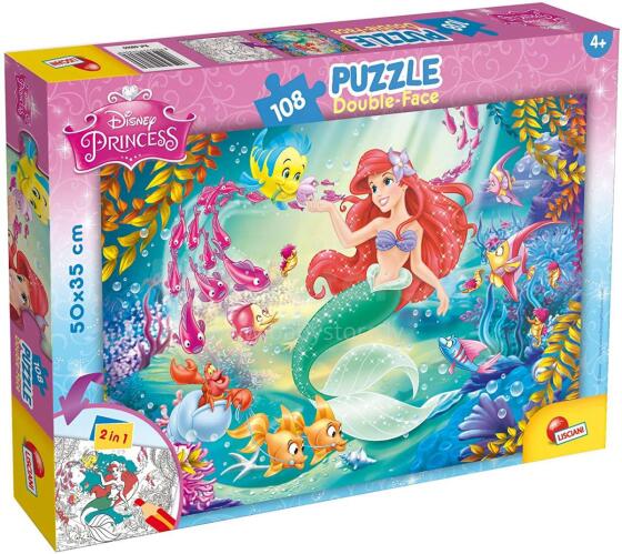 Lisciani Giochi Puzle Mermaid  Art.48069 Divpusēja puzle-krāsojamā grāmata