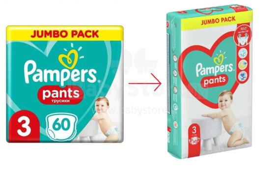 Pampers Pants JP Art.P04G686 Bērnu biksītes S3 izmērs no 6-11kg, 60gab.