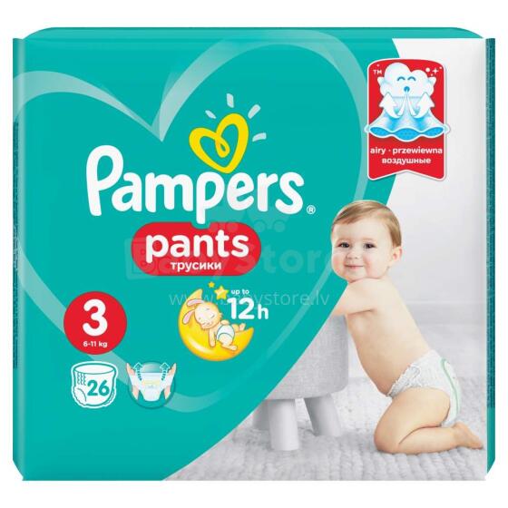 Pampers Pants  Art.P04G690  Bērnu biksītes S3 izmērs no 6-11kg, 26gab.