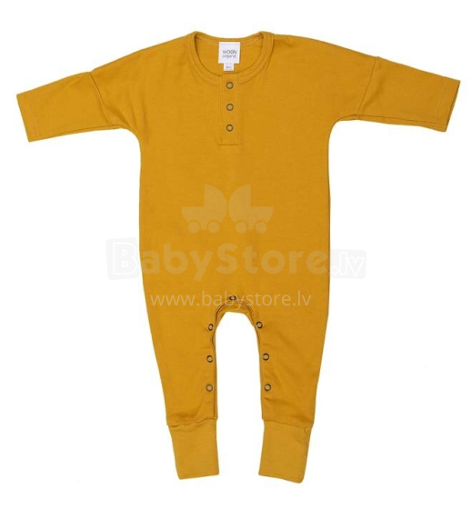 Wooly Organic Sleepsuit Art.72258 Golden Yellow  Rapulītis ar garām piedurknēm no organiskās kokvilnas (56-74cm)
