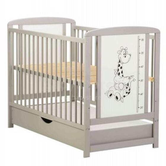 Bocian Kids Timmi Art.73245 Grey Bērnu kokā gultiņa ar veļas kasti 120x60cm