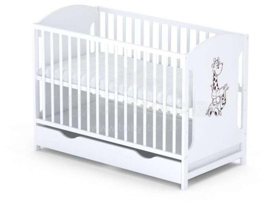 The M Room Miki Giraffe White 100 деткая кроватка для малышей  с ящиком 120х60см