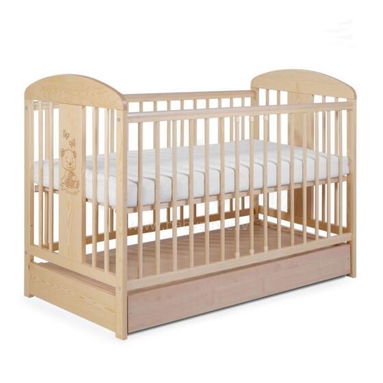La Bebe™ Kids Wood Cot Sosna Tomi 20 Art.73991 Natural Детская деревянная кроватка с ящиком120x60см