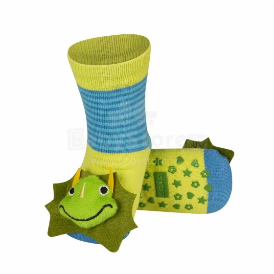 SOXO Baby Art.72817 - 4 AntiSlip ABS Носочки фроте для младенцев с 3D игрушкой-погремушкой 0-24м.