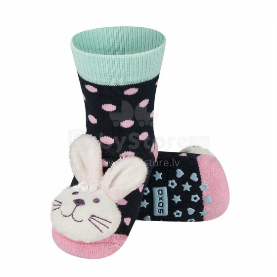 SOXO Baby 68728 -6 AntiSlip ABS Infant socks with rattle