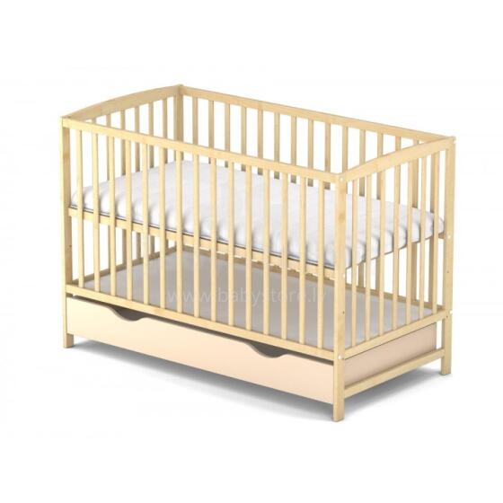 Elf Bed Arco Drawer Art.74235 Natural Детская деревянная кроватка с выдвижным ящиком 120x60см