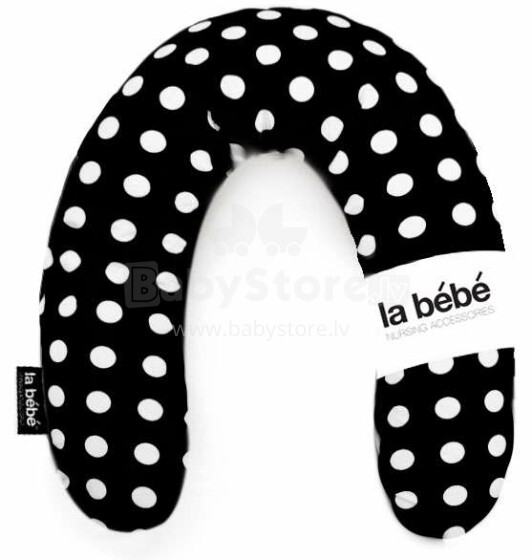La Bebe™ Rich Cotton Nursing Maternity Pillow Art.74269 Black Dots Подкова для сна, кормления малыша 30x104 cm