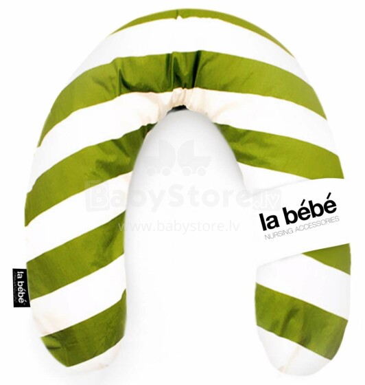 La Bebe™ Rich Cotton Nursing Maternity Pillow Art.74271 White/Green Подкова для сна / кормления малыша 30x104 cm