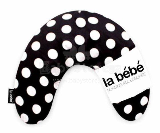 „La Bebe ™“ medvilnės pagalvė „Mimi“ slaugai, 74279 „Black & White Dot Support“ pasagos pagalvėlė 19x46cm