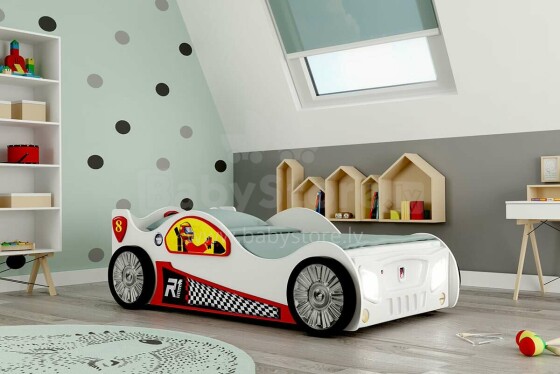 Plastiko Monza Art.74280 Детская стильная кровать-машина с матрасом 190x90cм