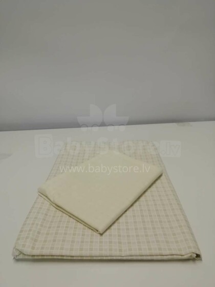 Mamo Tato Heart Col. Beige print Kokvilnas gultas veļas komplekts no 2 daļam (100x135 cm)