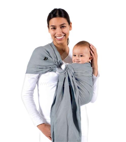 La bebe™ Nursing Sling Cotton Art.7500 Light Grey Слинг - платок с кольцами (для детей до 36 месяцев) + ПОДАРОК (минирюкзачек) (25x30cm)