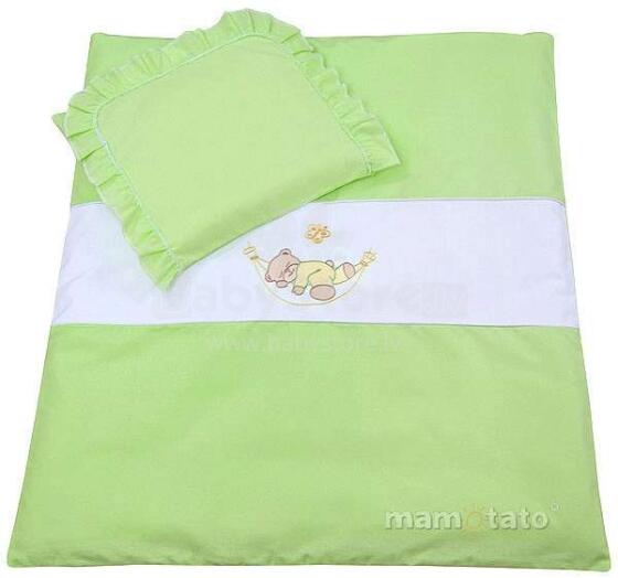 Mamo Tato Bear Art.75579 Green Kokvilnas ratiņu veļas komplekts no 2 daļam