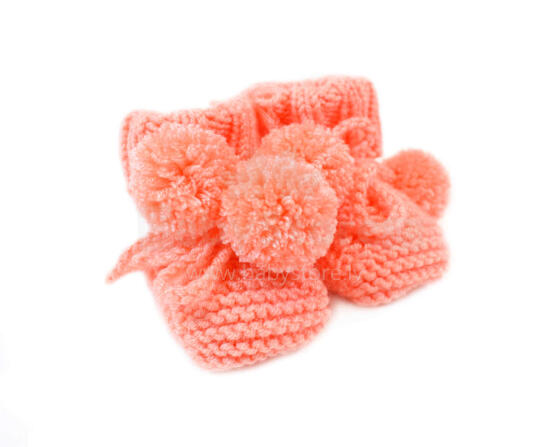 La bebe™ Hand Made Booties Art.76433 Coral Вязанные Мягкие Детские Пинетки