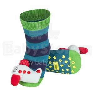 SOXO Baby Art.72619 - 2 ABS Детские носочки 3D с погремушкой 0-24м.